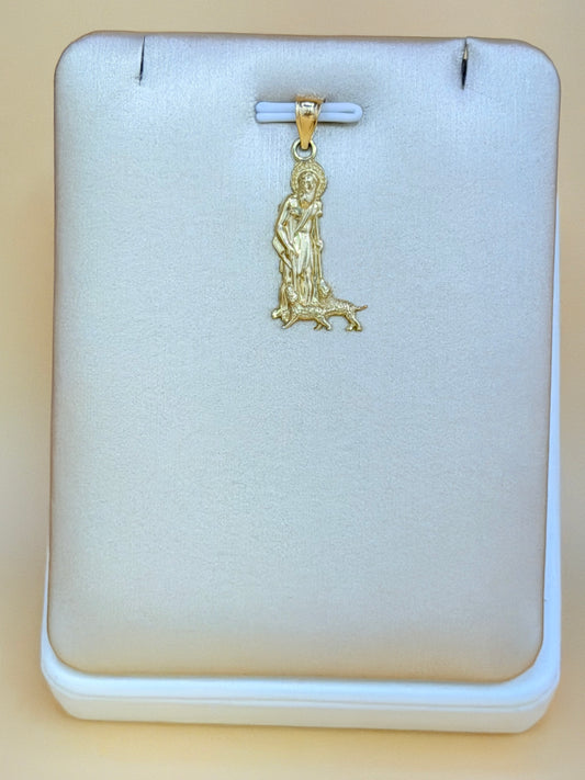 10K Gold Saint Lazarus Pendant, Fits Chains Up to 3mm Thick. ch