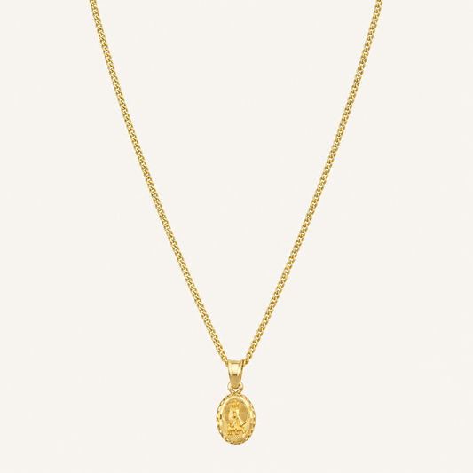 14K Semi-Solid Gold Chain with Saint Lazarus Pendant, 18” Long, 1.3mm Thick. ch