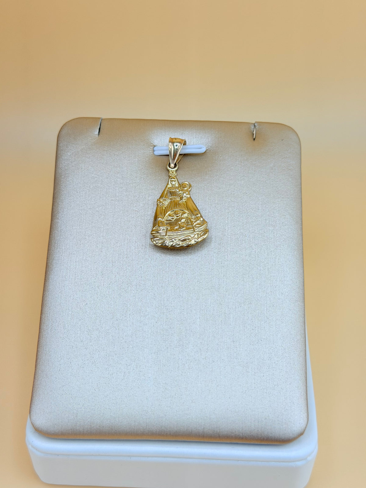 10K Gold Our Lady of Charity of El Cobre Pendant, Fits Chains Up to 5mm Thick. ch