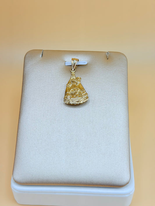 10K Gold Our Lady of Charity of El Cobre Pendant, Fits Chains Up to 5mm Thick. ch