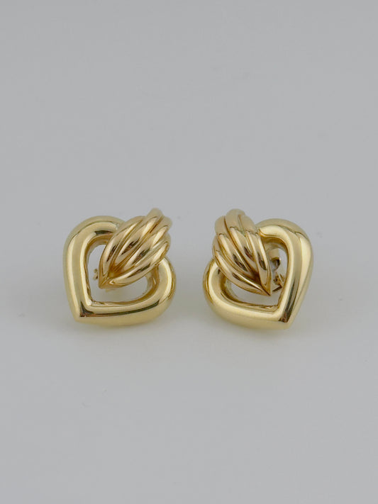 Heart Earring, 14kt, Omega Style. e28