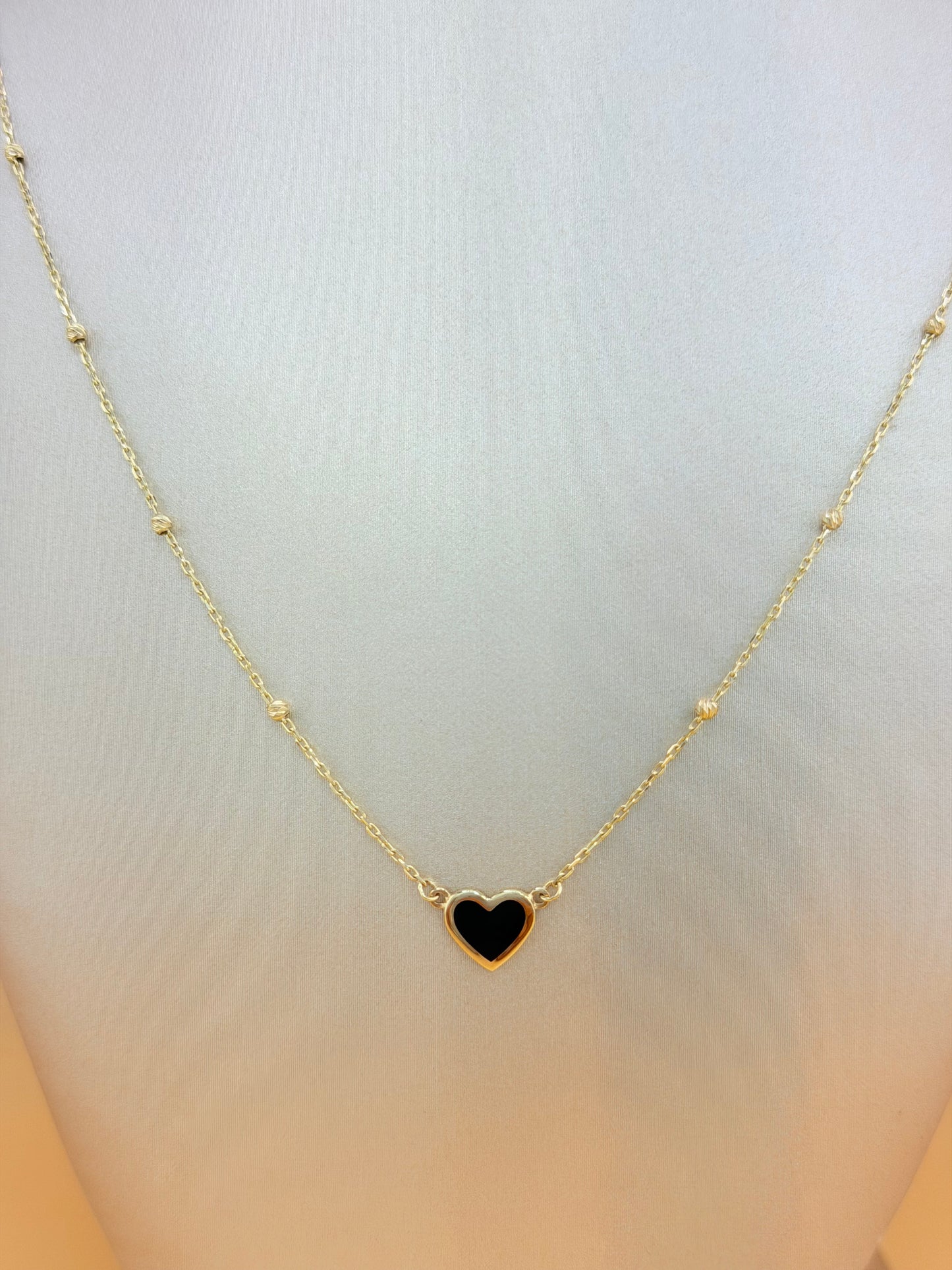 14kt Solid Gold Chain with Heart Pendant, Size 16”–18”. n