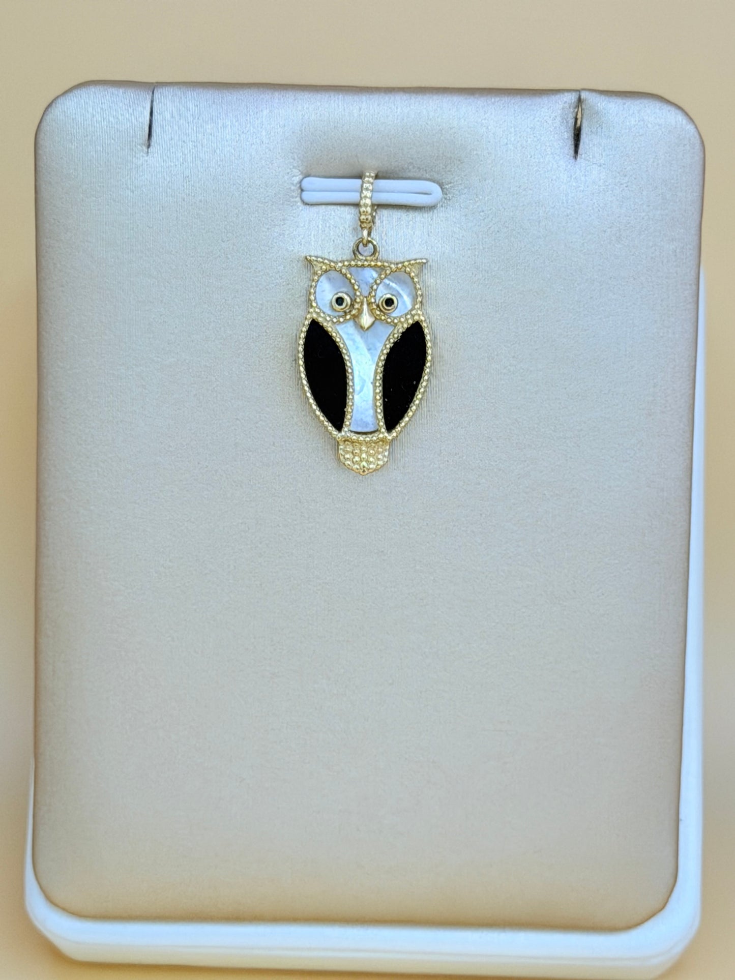 14K Gold Owl Pendant, Fits Chains Up to 3mm Thick. ch