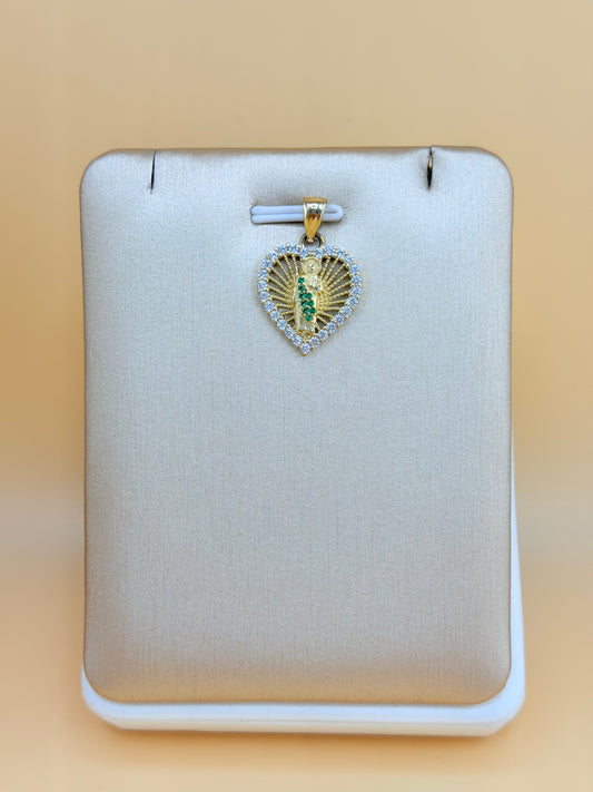 10K Gold Heart Pendant with St. Jude, Fits Chains Up to 4mm Thick. ch
