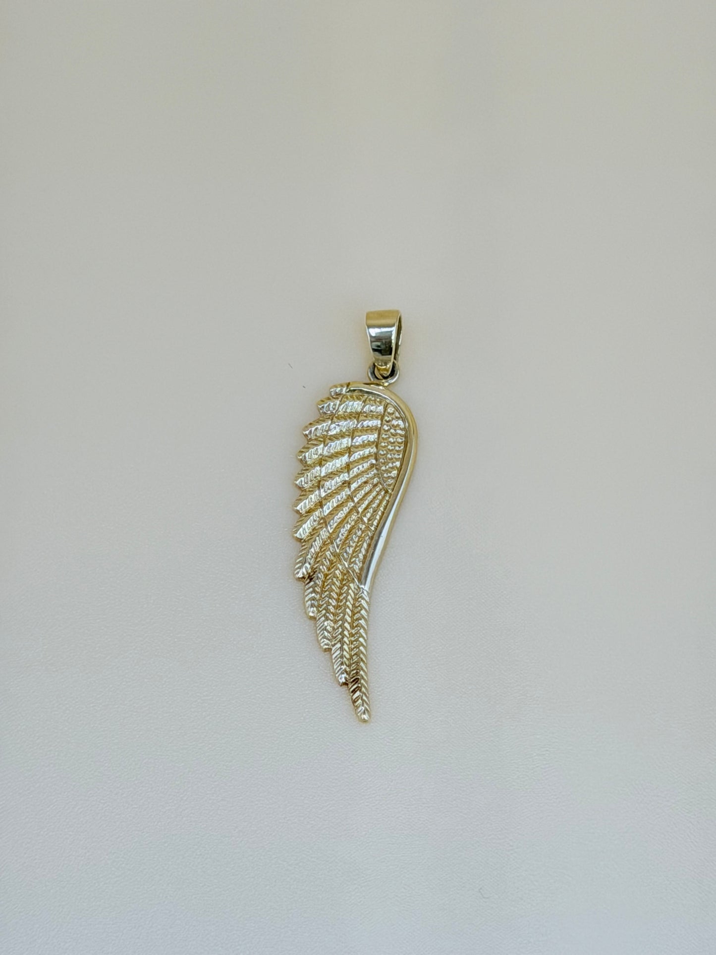 14kt Solid Gold Wing Pendant, 2.7 cm Long. Fits Chains up to 2 mm Thick. ch