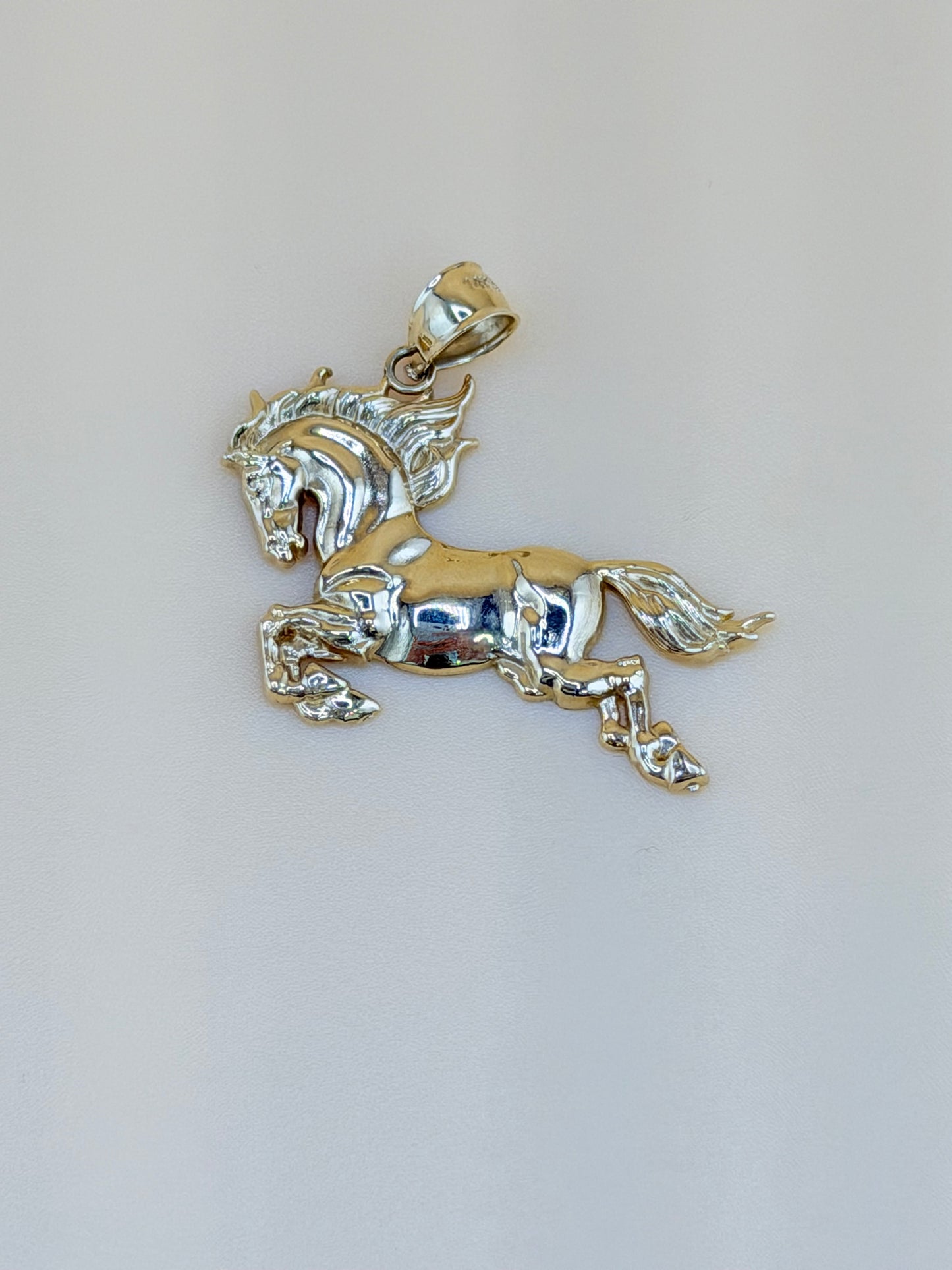 14kt Solid Gold Horse Pendant, 3.6 cm Long. Fits Chains up to 5 mm Thick. ch