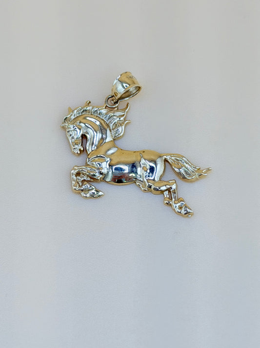 14kt Solid Gold Horse Pendant, 3.6 cm Long. Fits Chains up to 5 mm Thick. ch