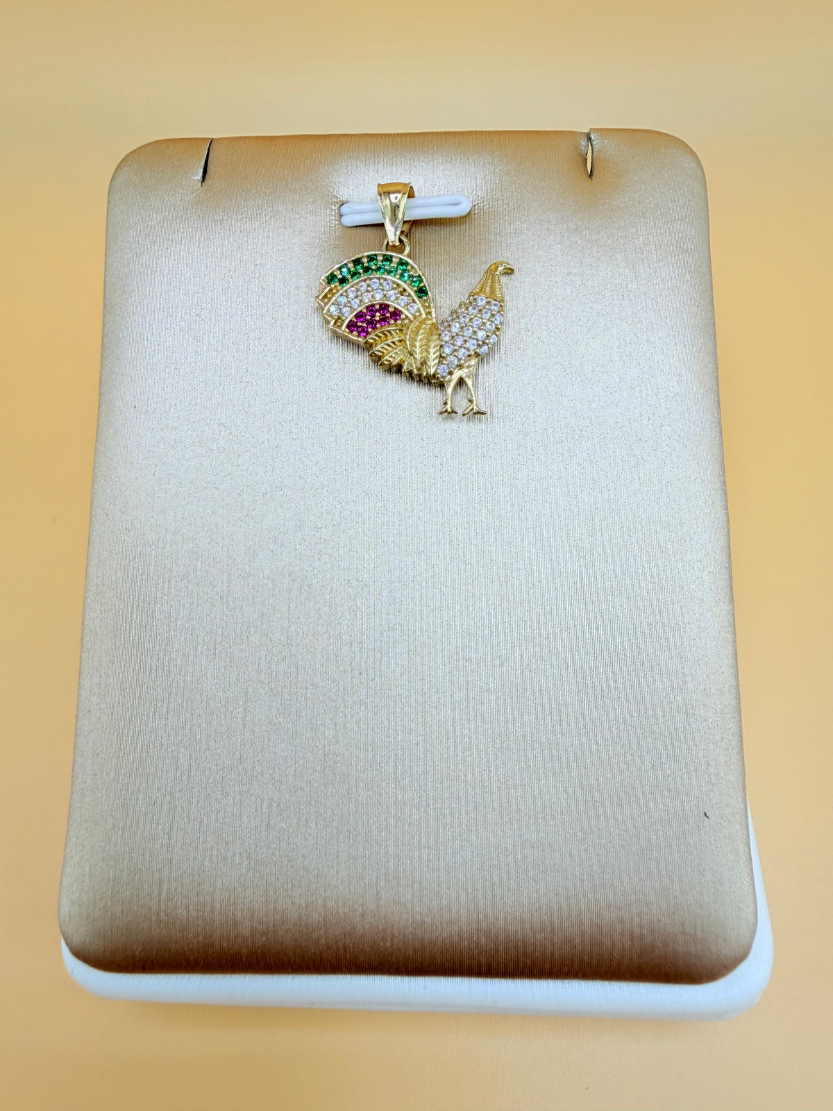 10K Gold Rooster Pendant, Fits Chains Up to 4mm Thick. ch