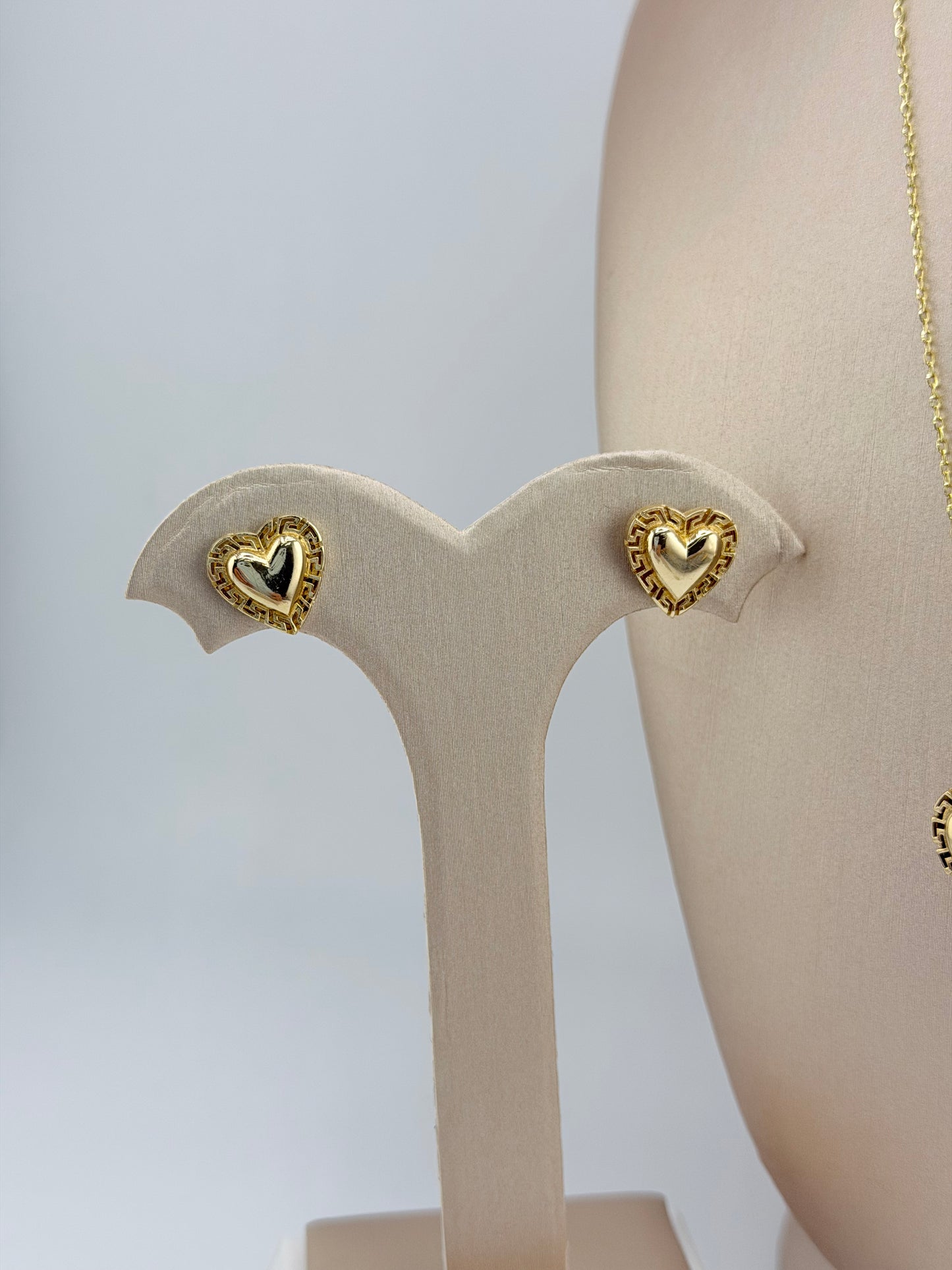 10K Gold Heart Set, Includes Earrings and Pendant. Chain Not Included. Pendant Fits Chains Up to 3mm Thick. s