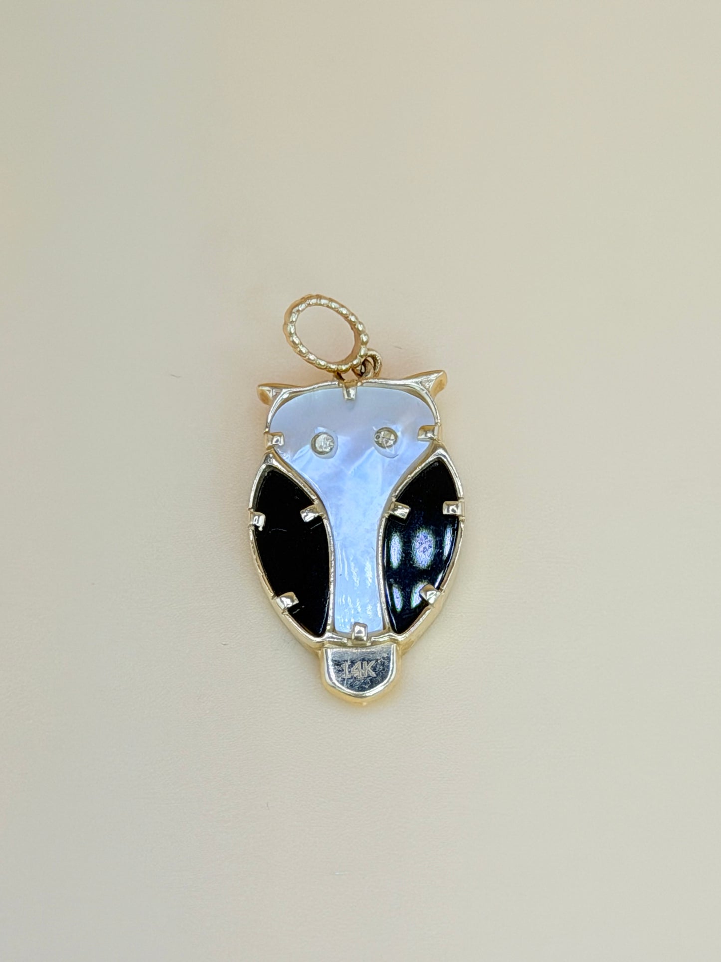 14K Gold Owl Pendant, Fits Chains Up to 3mm Thick. ch