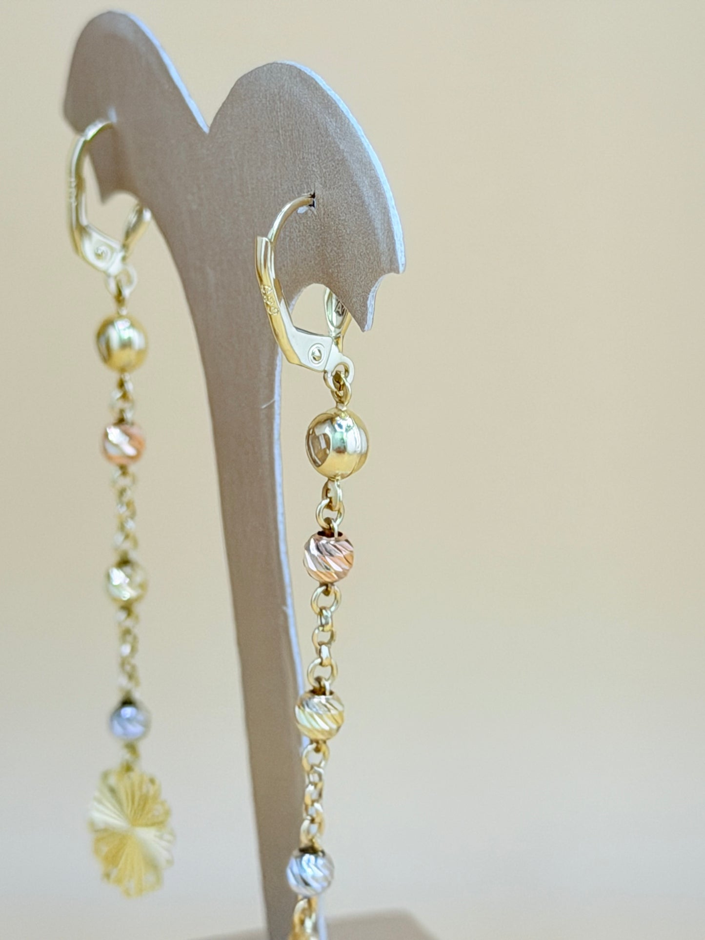 14kt Gold Long Our Lady of Guadalupe Earrings.