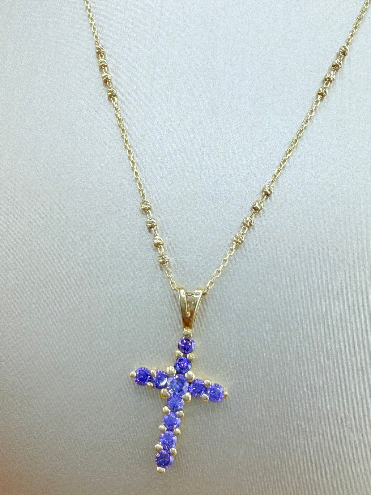 14kt Solid Gold Chain with Cross Pendant, 18” Long. n