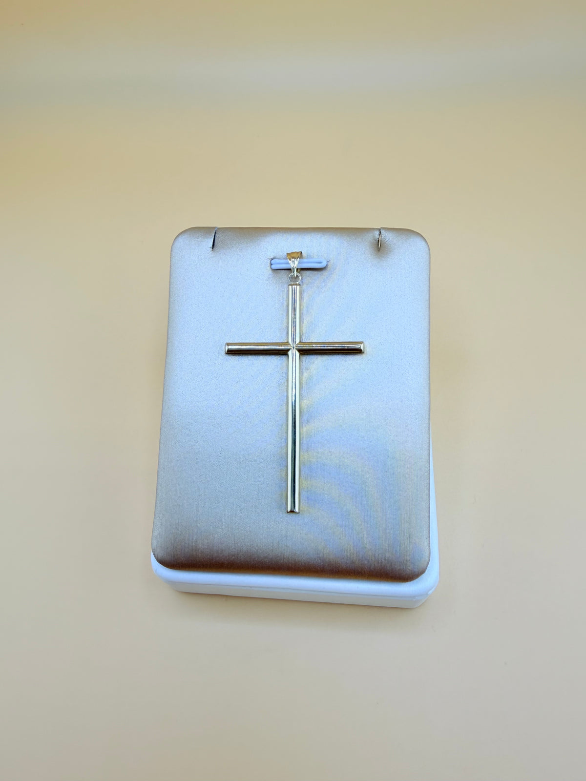 Large 10K Gold Cross, Semi-Solid, Fits Chains Up to 4.5mm Thick. ch