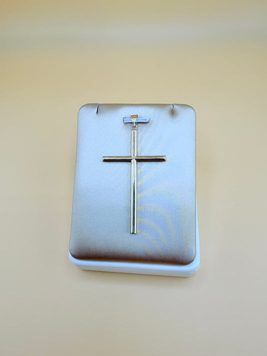 Large 10K Gold Cross, Semi-Solid, Fits Chains Up to 4.5mm Thick. ch