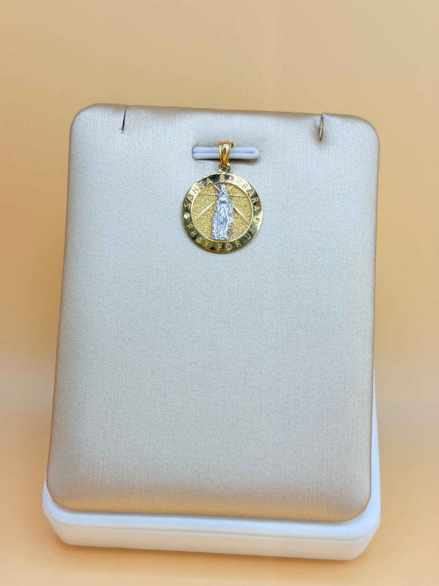 10K Gold Saint Barbara Medal, Fits Chains Up to 3mm Thick. ch