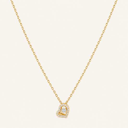 14K Solid Gold Chain with Small Heart Pendant, 18” Long, 1mm Thick. n