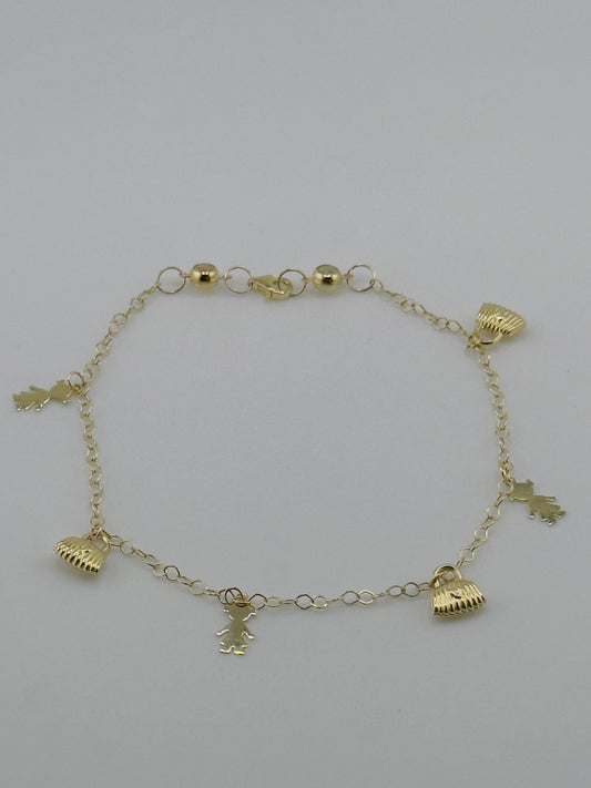 Bracelet 10kt, size 8''-9''.