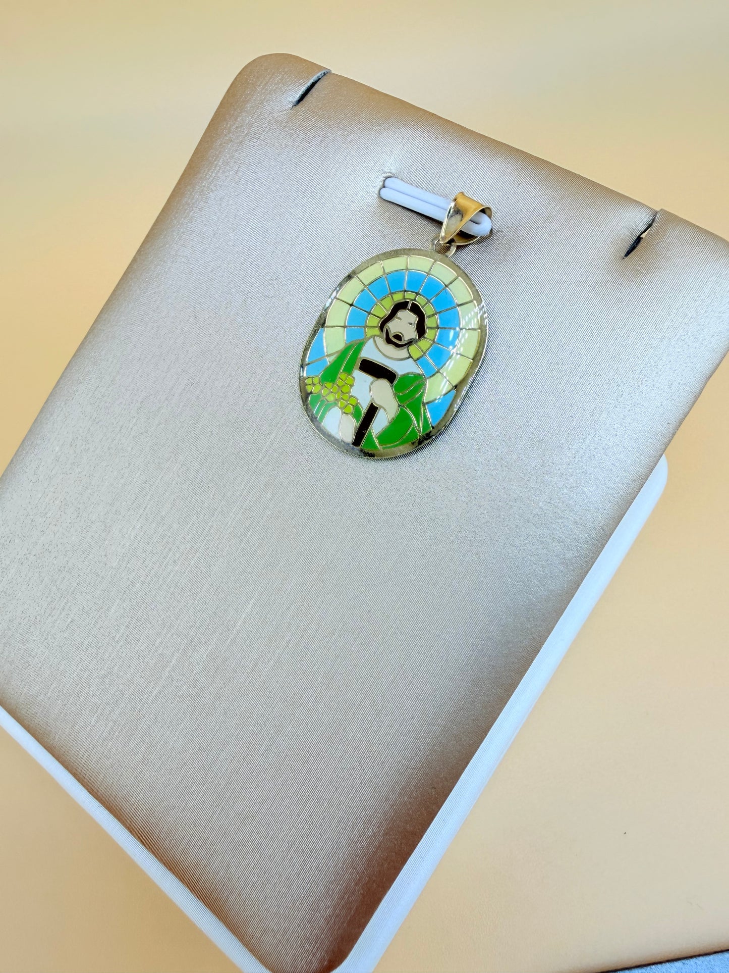 14K Gold St. Jude Pendant, Fits Chains Up to 4mm Thick, (Double-Sided Design with the Same Figure on Both Sides.)