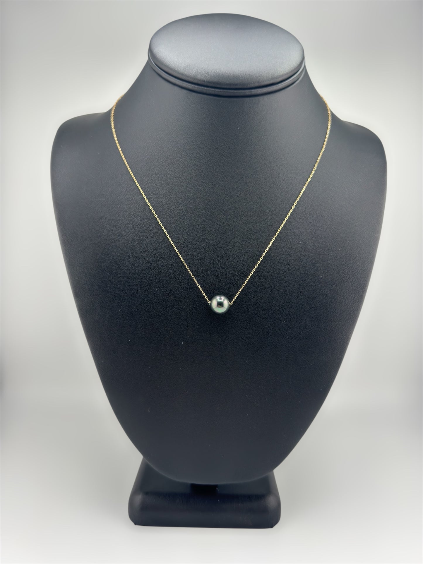 Natural Black Pearl Chain 14kt, c16
