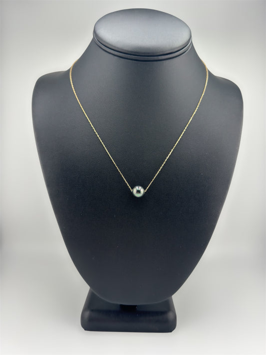 Natural Black Pearl Chain 14kt, c16